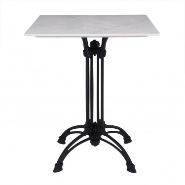 ΤΡΑΠΕΖΙ Sintered Stone-Μαντέμι Τετράνυχο, Επιφάνεια 11mm Απόχρωση White Marble  60x60  H73,5cm [-Άσπρο-, -Μαύρο-] [-Μαντέμι-, -Τεχνόπετρα-] Ε106,1ST