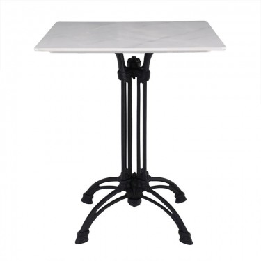 ΤΡΑΠΕΖΙ Sintered Stone-Μαντέμι Τετράνυχο, Επιφάνεια 11mm Απόχρωση White Marble  60x60  H73,5cm [-Άσπρο-, -Μαύρο-] [-Μαντέμι-, -Τεχνόπετρα-] Ε106,1ST