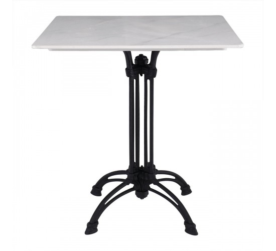 ΤΡΑΠΕΖΙ Sintered Stone-Μαντέμι Τετράνυχο, Επιφάνεια 11mm Απόχρωση White Marble  70x70  H73,5cm [-Άσπρο-, -Μαύρο-] [-Μαντέμι-, -Τεχνόπετρα-] Ε107,1ST