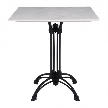 ΤΡΑΠΕΖΙ Sintered Stone-Μαντέμι Τετράνυχο, Επιφάνεια 11mm Απόχρωση White Marble  70x70  H73,5cm [-Άσπρο-, -Μαύρο-] [-Μαντέμι-, -Τεχνόπετρα-] Ε107,1ST