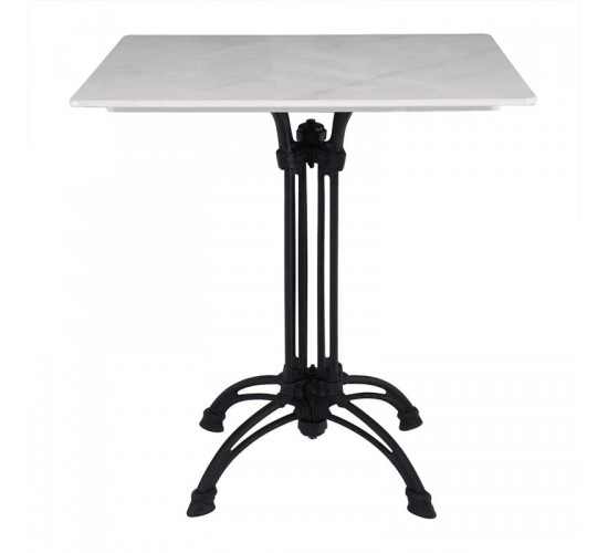 ΤΡΑΠΕΖΙ Sintered Stone-Μαντέμι Τετράνυχο, Επιφάνεια 11mm Απόχρωση White Marble  70x70  H73,5cm [-Άσπρο-, -Μαύρο-] [-Μαντέμι-, -Τεχνόπετρα-] Ε107,1ST