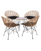 SALSA Coral Coffee Set Κήπου Μέταλλο Μαύρο - Γυαλί - Wicker Φυσικό: Τραπεζάκι 4 Πολυθρόνες  TableΦ52x53 Armchair72x62x81cm [-Μαύρο-, -Φυσικό-] [-Wicker-, -Μέταλλο-] Ε283,S4