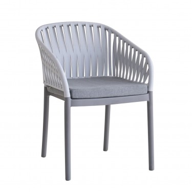 EMERY Πολυθρόνα Βεράντας-Κήπου PP-UV Ανοιχτό Γκρι-Ανθρακί, Μαξιλάρι Γκρι (KD)  56x59x80cm [-Ανθρακί-, -Γκρι-] [-PP - PC - ABS-, -Ύφασμα-] Ε3158,1