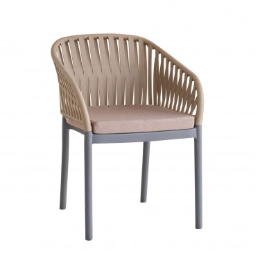 EMERY Πολυθρόνα Βεράντας-Κήπου PP-UV Sand Beige-Ανθρακί, Μαξιλάρι Μπεζ (KD)  56x59x80cm [-Ανθρακί-, -Μπεζ-Tortora-Sand-Cappuccino-] [-PP - PC - ABS-, -Ύφασμα-] Ε3158,2