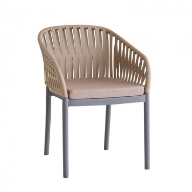 EMERY Πολυθρόνα Βεράντας-Κήπου PP-UV Sand Beige-Ανθρακί, Μαξιλάρι Μπεζ (KD)  56x59x80cm [-Ανθρακί-, -Μπεζ-Tortora-Sand-Cappuccino-] [-PP - PC - ABS-, -Ύφασμα-] Ε3158,2