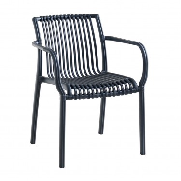 MODENA Πολυθρόνα Στοιβαζόμενη, PP-UV Protection Ανθρακί  57x58x79cm [-Ανθρακί-] [-PP - PC - ABS-] Ε3901,2