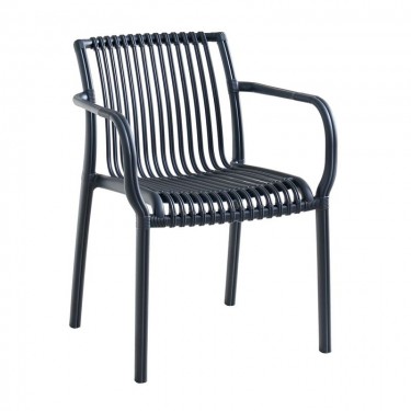 MODENA Πολυθρόνα Στοιβαζόμενη, PP-UV Protection Ανθρακί  57x58x79cm [-Ανθρακί-] [-PP - PC - ABS-] Ε3901,2