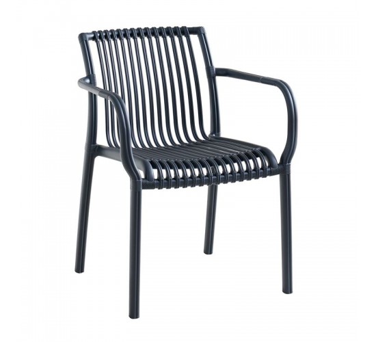 MODENA Πολυθρόνα Στοιβαζόμενη, PP-UV Protection Ανθρακί  57x58x79cm [-Ανθρακί-] [-PP - PC - ABS-] Ε3901,2