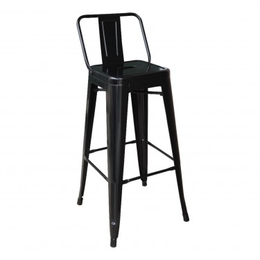 RELIX Σκαμπό Bar με Πλάτη, Μέταλλο Βαφή Μαύρο, Ύψος καθίσματος 66cm  44x44x66/87cm [-Μαύρο-] [-Μέταλλο-] Ε5199,1W1