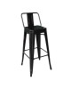 RELIX Σκαμπό Bar με Πλάτη, Μέταλλο Βαφή Μαύρο, Ύψος καθίσματος 66cm  44x44x66/87cm [-Μαύρο-] [-Μέταλλο-] Ε5199,1W1
