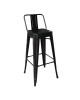 RELIX Σκαμπό Bar με Πλάτη, Μέταλλο Βαφή Μαύρο, Ύψος καθίσματος 66cm  44x44x66/87cm [-Μαύρο-] [-Μέταλλο-] Ε5199,1W1