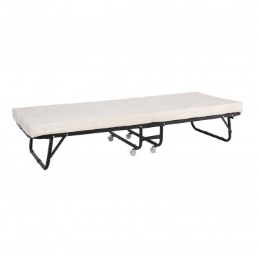 SPAN Κρεβάτι Πτυσσόμενο Βοηθητικό Μέταλλο Βαφή Μαύρο, Στρώμα 8cm foam  76x190x38cm - Mattress 8cm [-Μαύρο-] [-Μέταλλο-] Ε8021