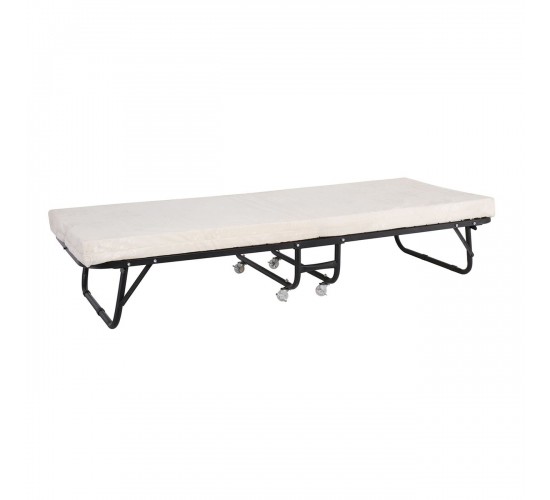 SPAN Κρεβάτι Πτυσσόμενο Βοηθητικό Μέταλλο Βαφή Μαύρο, Στρώμα 8cm foam  76x190x38cm - Mattress 8cm [-Μαύρο-] [-Μέταλλο-] Ε8021