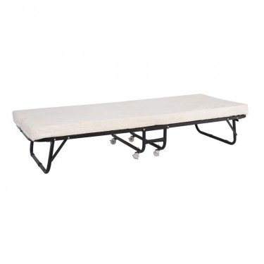 SPAN Κρεβάτι Πτυσσόμενο Βοηθητικό Μέταλλο Βαφή Μαύρο, Στρώμα 8cm foam  76x190x38cm - Mattress 8cm [-Μαύρο-] [-Μέταλλο-] Ε8021