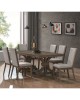 KING Set Τραπεζαρία Ξύλινη Σαλονιού: Τραπέζι 6 Καρέκλες, Antique Grey Walnut, Ύφ.Γκρι  Table200x100x75 -Chair51x63x99 [-Γκρι-, -Καρυδί-] [-Ξύλο-, -Ύφασμα-] Ε7705,S