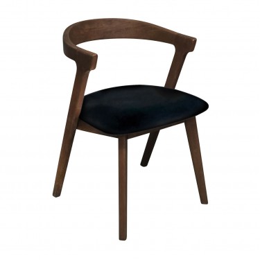 SANDRA Καρέκλα Τραπεζαρίας, Απόχρωση Καρυδί, Pu Μαύρο  52x56x76cm [-Καρυδί-, -Μαύρο-] [-PU - PVC-, -Ξύλο-] Ε7682,1