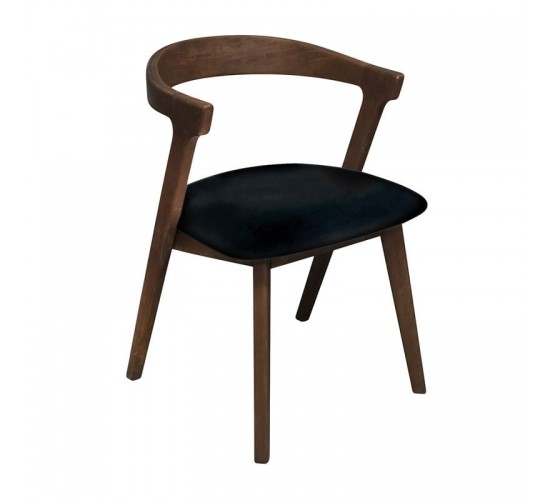 SANDRA Καρέκλα Τραπεζαρίας, Απόχρωση Καρυδί, Pu Μαύρο  52x56x76cm [-Καρυδί-, -Μαύρο-] [-PU - PVC-, -Ξύλο-] Ε7682,1