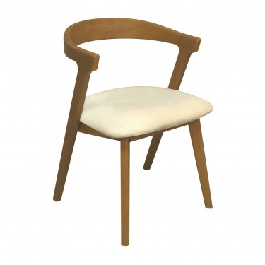 SANDRA Καρέκλα Τραπεζαρίας, Απόχρωση Φυσικό, Pu Εκρού  52x56x76cm [-Εκρού-, -Φυσικό-] [-PU - PVC-, -Ξύλο-] Ε7682,2