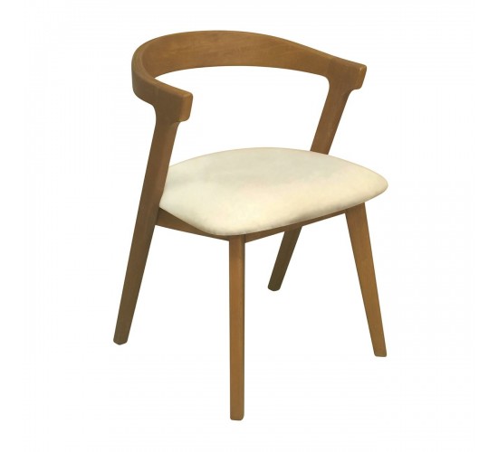 SANDRA Καρέκλα Τραπεζαρίας, Απόχρωση Φυσικό, Pu Εκρού  52x56x76cm [-Εκρού-, -Φυσικό-] [-PU - PVC-, -Ξύλο-] Ε7682,2