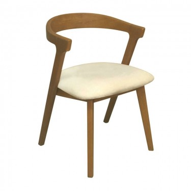 SANDRA Καρέκλα Τραπεζαρίας, Απόχρωση Φυσικό, Pu Εκρού  52x56x76cm [-Εκρού-, -Φυσικό-] [-PU - PVC-, -Ξύλο-] Ε7682,2