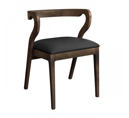 FRANKY Καρέκλα Τραπεζαρίας, Απόχρωση Καρυδί, Pu Μαύρο  50x52x71cm [-Καρυδί-, -Μαύρο-] [-PU - PVC-, -Ξύλο-] Ε7683,1