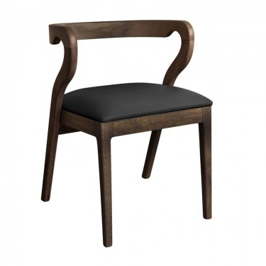 FRANKY Καρέκλα Τραπεζαρίας, Απόχρωση Καρυδί, Pu Μαύρο  50x52x71cm [-Καρυδί-, -Μαύρο-] [-PU - PVC-, -Ξύλο-] Ε7683,1