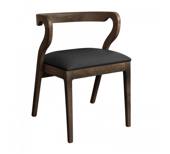 FRANKY Καρέκλα Τραπεζαρίας, Απόχρωση Καρυδί, Pu Μαύρο  50x52x71cm [-Καρυδί-, -Μαύρο-] [-PU - PVC-, -Ξύλο-] Ε7683,1