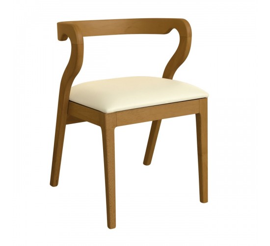 FRANKY Καρέκλα Τραπεζαρίας, Απόχρωση Φυσικό, Pu Εκρού  50x52x71cm [-Εκρού-, -Φυσικό-] [-PU - PVC-, -Ξύλο-] Ε7683,2