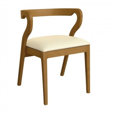 FRANKY Καρέκλα Τραπεζαρίας, Απόχρωση Φυσικό, Pu Εκρού  50x52x71cm [-Εκρού-, -Φυσικό-] [-PU - PVC-, -Ξύλο-] Ε7683,2