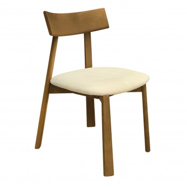 CORNEL Καρέκλα Τραπεζαρίας, Απόχρωση Φυσικό, Pu Εκρού  50x59x80cm [-Εκρού-, -Φυσικό-] [-PU - PVC-, -Ξύλο-] Ε7687,2