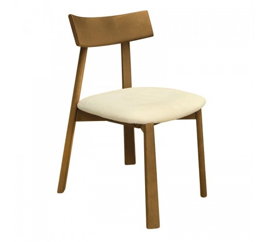 CORNEL Καρέκλα Τραπεζαρίας, Απόχρωση Φυσικό, Pu Εκρού  48x54x82cm [-Εκρού-, -Φυσικό-] [-PU - PVC-, -Ξύλο-] Ε7687,2