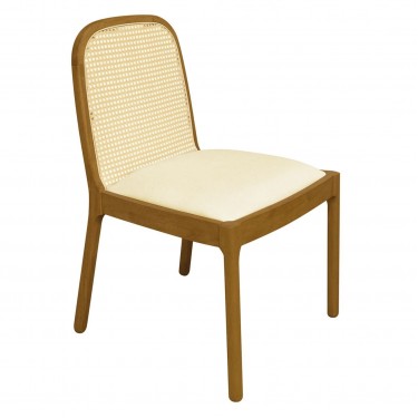 HENLEY Καρέκλα Τραπεζαρίας, Απόχρωση Φυσικό, Pu Εκρού  50x55x86cm [-Εκρού-, -Φυσικό-] [-PU - PVC-, -Ξύλο-] Ε7703,2