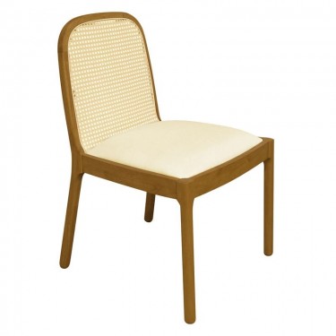 HENLEY Καρέκλα Τραπεζαρίας, Απόχρωση Φυσικό, Pu Εκρού  50x55x86cm [-Εκρού-, -Φυσικό-] [-PU - PVC-, -Ξύλο-] Ε7703,2