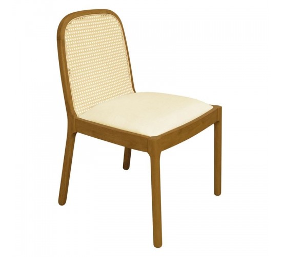 HENLEY Καρέκλα Τραπεζαρίας, Απόχρωση Φυσικό, Pu Εκρού  53x56x84cm [-Εκρού-, -Φυσικό-] [-PU - PVC-, -Ξύλο-] Ε7703,2