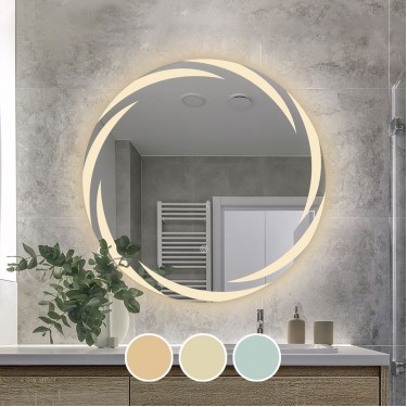 LED-1 Καθρέπτης Τοίχου - Φωτιζόμενος - Αφής, με 3 επιλογές εναλλαγής χρωμάτων  Φ80cm [-Διάφανο-] [-Γυαλί-] Ε7180,12