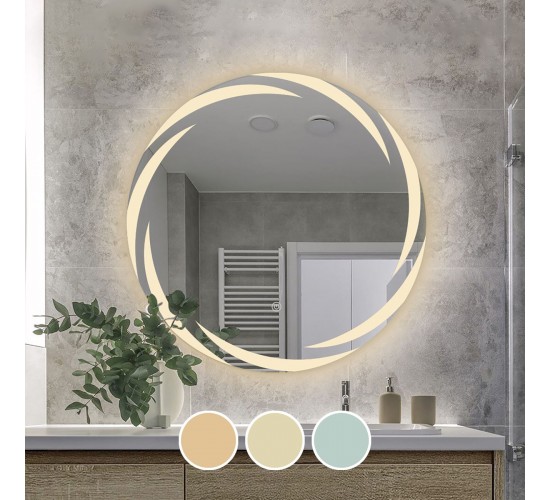 LED-1 Καθρέπτης Τοίχου - Φωτιζόμενος - Αφής, με 3 επιλογές εναλλαγής χρωμάτων  Φ80cm [-Διάφανο-] [-Γυαλί-] Ε7180,12
