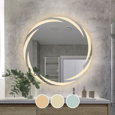 LED-1 Καθρέπτης Τοίχου - Φωτιζόμενος - Αφής, με 3 επιλογές εναλλαγής χρωμάτων  Φ80cm [-Διάφανο-] [-Γυαλί-] Ε7180,12