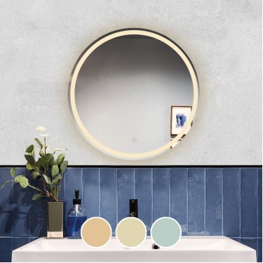 LED-2 Καθρέπτης Τοίχου - Φωτιζόμενος - Αφής, με 3 επιλογές εναλλαγής χρωμάτων  Φ60cm [-Διάφανο-] [-Γυαλί-] Ε7180,21