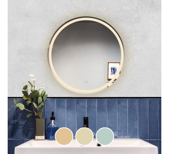 LED-2 Καθρέπτης Τοίχου - Φωτιζόμενος - Αφής, με 3 επιλογές εναλλαγής χρωμάτων  Φ60cm [-Διάφανο-] [-Γυαλί-] Ε7180,21