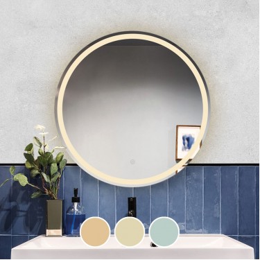 LED-2 Καθρέπτης Τοίχου - Φωτιζόμενος - Αφής, με 3 επιλογές εναλλαγής χρωμάτων  Φ80cm [-Διάφανο-] [-Γυαλί-] Ε7180,22