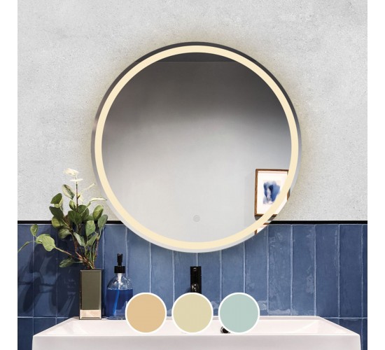 LED-2 Καθρέπτης Τοίχου - Φωτιζόμενος - Αφής, με 3 επιλογές εναλλαγής χρωμάτων  Φ80cm [-Διάφανο-] [-Γυαλί-] Ε7180,22