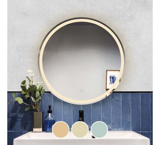 LED-2 Καθρέπτης Τοίχου - Φωτιζόμενος - Αφής, με 3 επιλογές εναλλαγής χρωμάτων  Φ80cm [-Διάφανο-] [-Γυαλί-] Ε7180,22