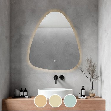 LED-4 Καθρέπτης Τοίχου - Φωτιζόμενος - Αφής, με 3 επιλογές εναλλαγής χρωμάτων  60x70cm [-Διάφανο-] [-Γυαλί-] Ε7180,41