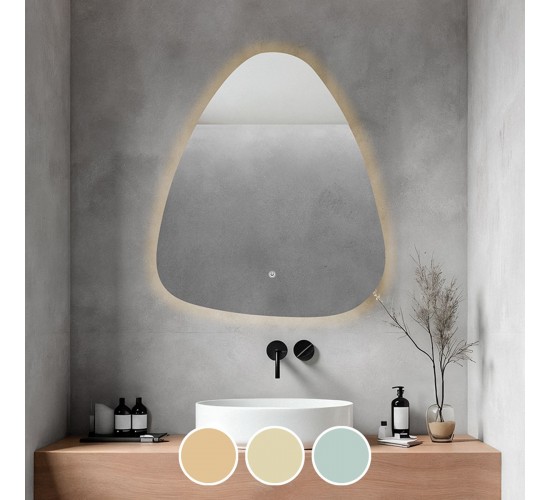 LED-4 Καθρέπτης Τοίχου - Φωτιζόμενος - Αφής, με 3 επιλογές εναλλαγής χρωμάτων  60x70cm [-Διάφανο-] [-Γυαλί-] Ε7180,41