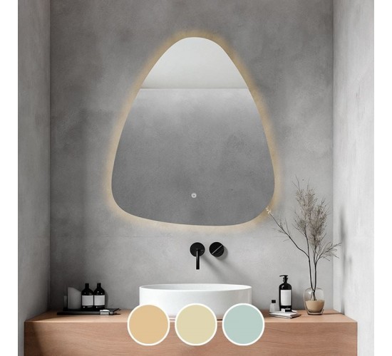 LED-4 Καθρέπτης Τοίχου - Φωτιζόμενος - Αφής, με 3 επιλογές εναλλαγής χρωμάτων  60x70cm [-Διάφανο-] [-Γυαλί-] Ε7180,41