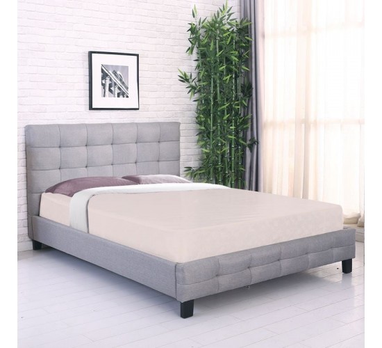 FIDEL Κρεβάτι Διπλό για Στρώμα 140x190cm, Ύφασμα Γκρι  148x205x107cm [-Γκρι-] [-Ύφασμα-] Ε8059,4