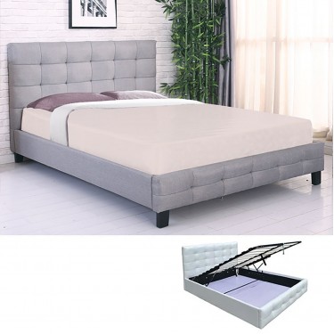 FIDEL Κρεβάτι Μονό με Αποθηκευτικό Χώρο, για Στρώμα 90x190cm, Ύφασμα Γκρι  98x205x107cm [-Γκρι-] [-Ύφασμα-] Ε8051Α,4