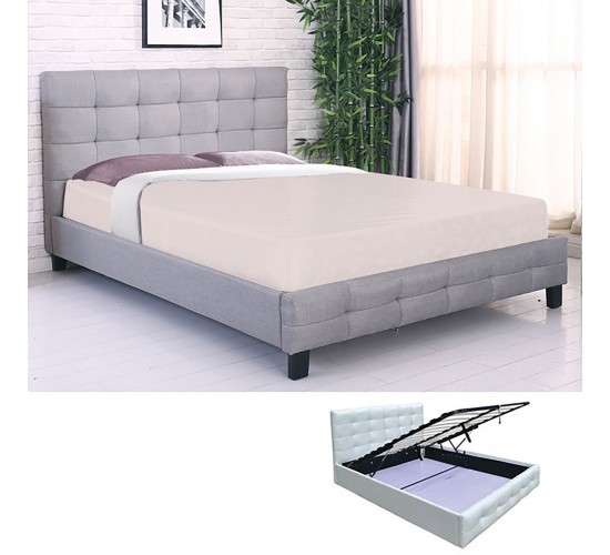 FIDEL Κρεβάτι Διπλό με Αποθηκευτικό Χώρο, για Στρώμα 140x190cm, Ύφασμα Γκρι  148x205x107cm [-Γκρι-] [-Ύφασμα-] Ε8059Α,4