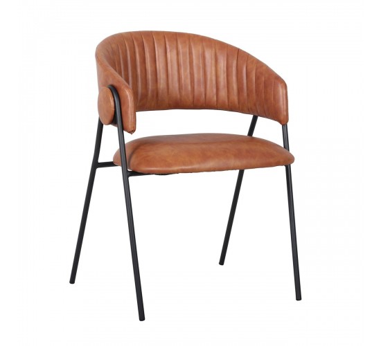 ALFRED Πολυθρόνα Μέταλλο Βαφή Μαύρο, PU Camel  57x55x76cm [-Καφέ-, -Μαύρο-] [-PU - PVC-, -Μέταλλο-] ΕΜ7100,1