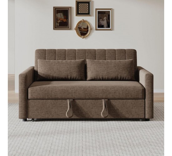 TEMPO-W Καναπές - Κρεβάτι, Με ανάκλιση πλάτης, Ύφασμα Καφέ  140x82x82 Κρεβάτι:120x175x41cm [-Καφέ-] [-Ύφασμα-] Ε998,3W